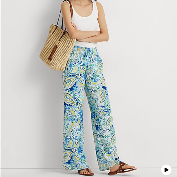 Lauren Ralph Lauren Pants - Lauren Ralph Lauren
Paisley Crepe de Chine Wide-Leg Drawstring Pants